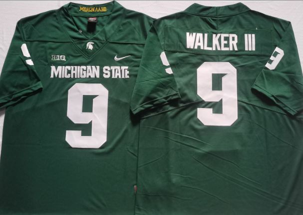Men Michigan State Spartans #9 Walker iii Green Nike 2025 NCAA Jersey